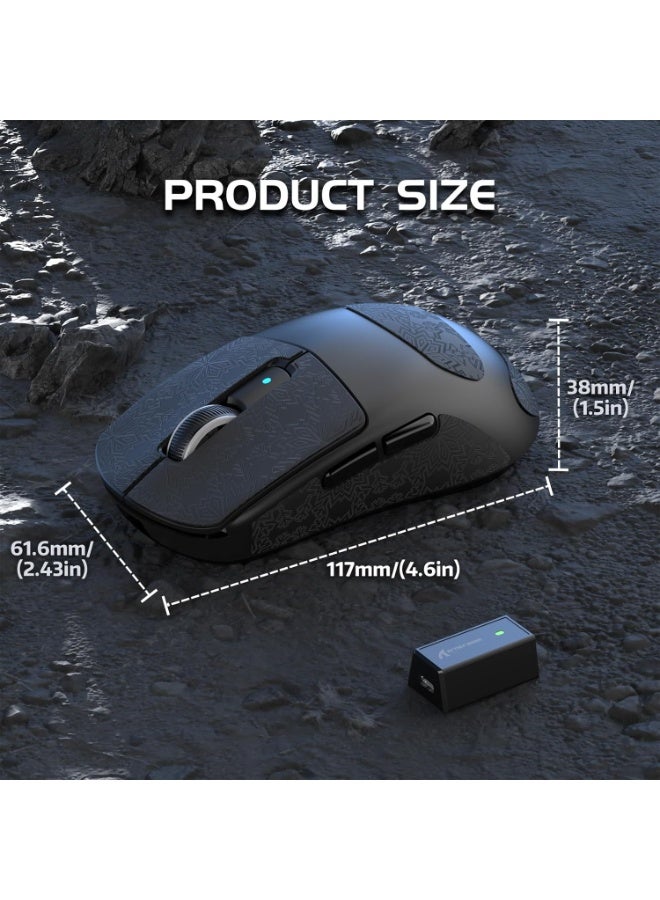 هجوم القرش ماوس ألعاب R6 ثلاثي الأوضاع لاسلكي 2.4 جيجا هرتز/بلوتوث/سلكي، مستشعر 42 ألف نقطة لكل بوصة PAW 3950 كحد أقصى، Nordic 52480، معدل استجابة 8 كيلو هرتز، مفتاح بصري OMRON، خفيف الوزن للغاية 39 جرامًا - Image 5